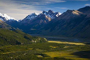 Argentina, Patagonia, Los Glaciares National Park. Valley in the foothills of the mountains surrounding Fitz Roy in the Glaciers
