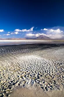 Bolivia, Southern Altiplano, Laguna Colorada. The dramatic other world landscape of the Laguna Coloroda otherwise know