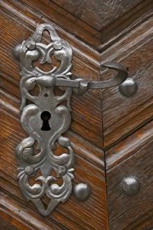 Czech Republic, Prague, Prague Castle. Detail of door on a building forming part of Prague Castle in the city Czech Republic, Prague, Prague Castle. Detail of door on a building forming part of Prague Castle in the city