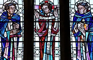 Tyne Book Gallery: East wall stained glass window in the Chancel depicting St Paul, Risen Christ