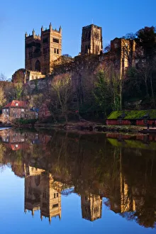 Durham Gallery: England, County Durham, Durham City. Durham Cathedral, situated above the river banks of the River