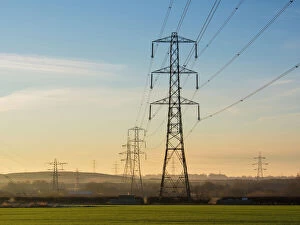 Great Britain Collection: England, Northumberland, Electricity Pylons
