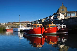 North East Gallery: England, Northumberland, Seahouses. Boats moored in the harbour at Seahouses
