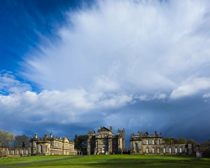 North Umberland Gallery: England, Northumberland, Seaton Delaval Hall. Dramatic clouds above Seaton Delaval Hall
