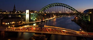 England, Tyne & Wear, Newcastle Upon Tyne. Panoramic view of the River Tyne
