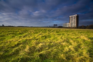 England, Tyne & Wear, Newcastle Upon Tyne. Nuns Moor with high rise flats of Kenton in the distance