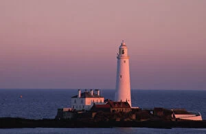 Images Dated 1st January 2000: ENGLAND, Tyne & Wear, St Marys Island. The popular landmark of the lighthouse against a natural pink