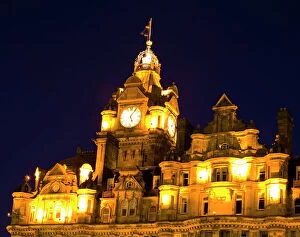 Edinburgh Illuminated Book Collection: Scotland, Edinburgh, Balmoral Hotel. The Balmoral Hotel designed by architect W