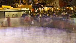 Images Dated 6th December 2008: Scotland, Edinburgh, Christmas Fair. Ice rink in the East Princes Street Gardens