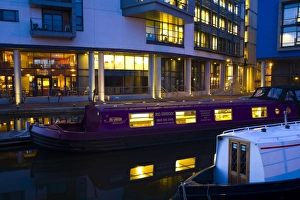Images Dated 26th January 2009: Scotland, Edinburgh, Fountainbridge. Canal Boats moored in the Lochrin Basin near Fountainbridge