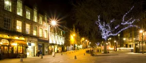 Edinburgh Illuminated Book Gallery: Scotland, Edinburgh, Grassmarket. Taking its name from the cattle markets that were held here