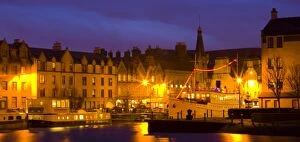 Scotland, Edinburgh, Leith. Mary of Guise barge and the Ocean Mist boat