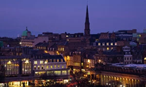 Scotland, Edinburgh, Princes Street. Looking towards Princes Street and the first phase of the New Town