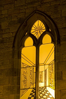 Images Dated 12th January 2009: Scotland, Edinburgh, Queens Gallery. Unusual stained glass window on the Queens Gallery Building