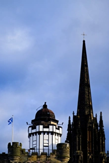 <b class=qtipBold><figcaption>Scotland, Edinburgh, The Royal Mile</figcaption></b><br>Scotland, Edinburgh, The Royal Mile. The Camera Obscura with The Hub in the background. Originally known as the Assembly Hall, this historic landmark of the Royal Mile is a grade A listed building constructed between 1842 and 1845.<br><em>© Copyright Jason Friend - All Rights Reserved</em> Scotland, Edinburgh, The Royal Mile