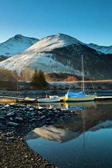 Snow Gallery: Scotland, Scottish Highlands, Ballachulish. Sailing boats moored on Loch Leven