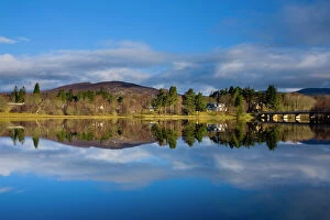 Landscape Collection: Scotland, Scottish Highlands, Cairngorms National Park. Mirror like reflections upon Loch Insh