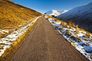 Cold Gallery: Scotland, Scottish Highlands, Glen Gloy. Single track mountain road heading down Glen Gloy near the Great