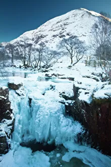 Nature Gallery: Scotland, Scottish Highlands, Glen Nevis. The frozen Lower Falls located Glen Nevis under
