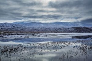 Water Gallery: Scotland, Scottish Highlands, Loch a Chuilinn. The subtle shades of a mid-winters day reflected