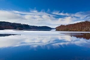 Wood Land Gallery: Scotland, Scottish Highlands, Loch Garry. Cloud formations reflected upon the mirror like face of Loch