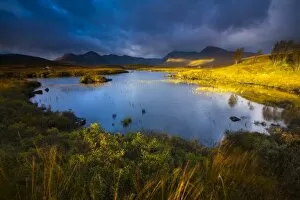 Tramping Gallery: Scotland, Scottish Highlands, Rannoch Moor. Lochan an Stainge located on Rannoch Moor with the dominating peak of