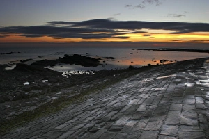 Tyne Book Collection: Sunrise viewed from the North Jetty in Cullercoats Bay
